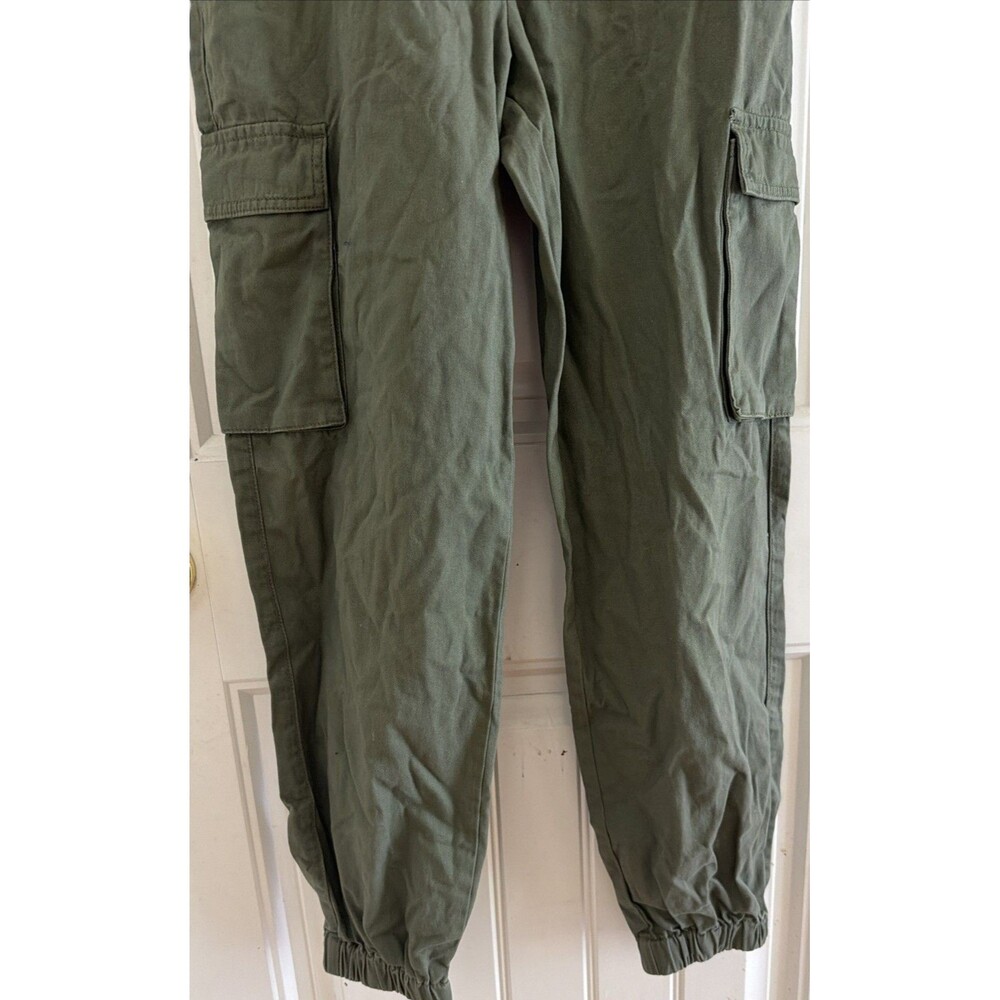 Women's Forever 21 High Waist Ankle Cuff Cotton Olive Green Jogger Cargo Pants M - Picture 4 of 7
